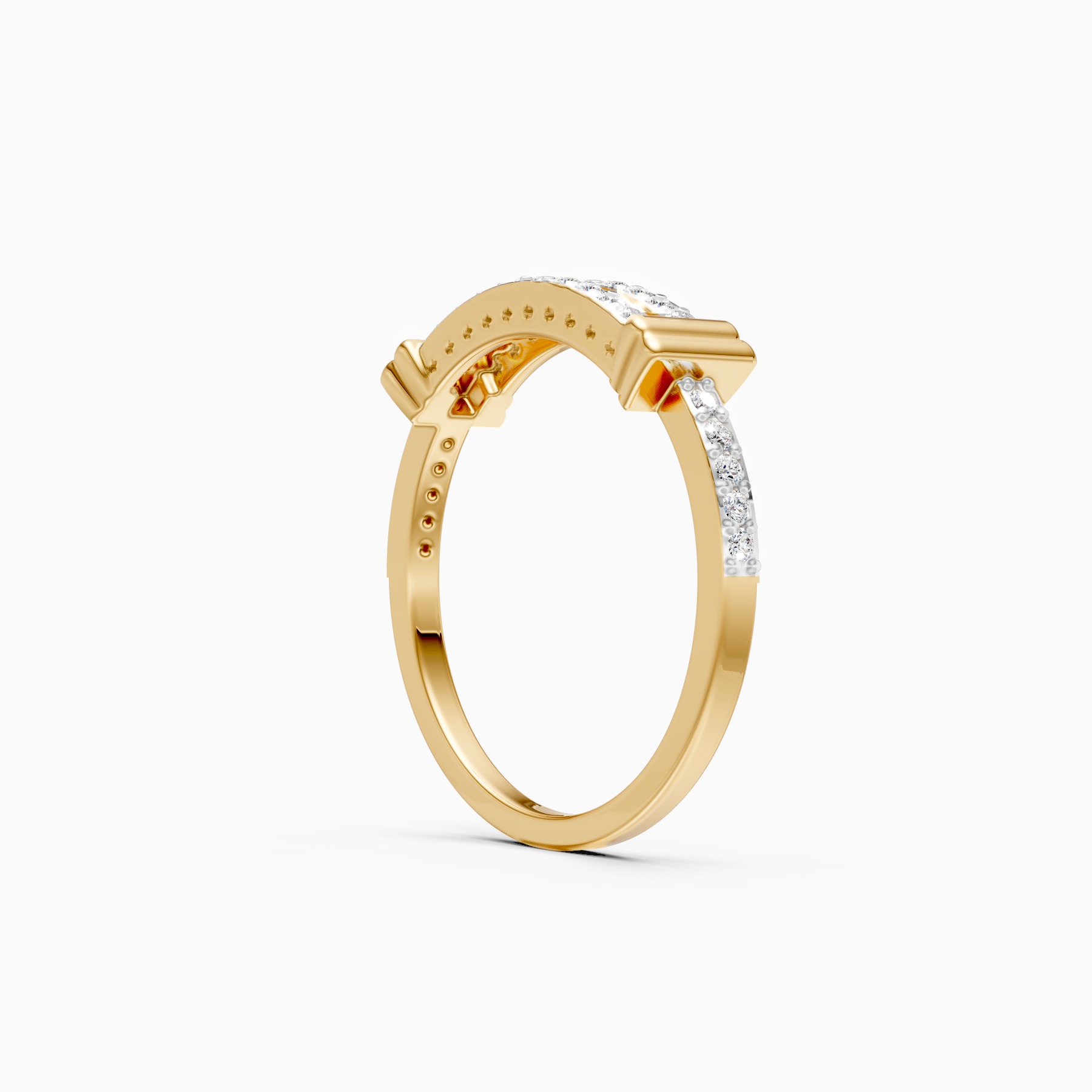 Double Row Bar Round-Cut Lab Diamond Ring